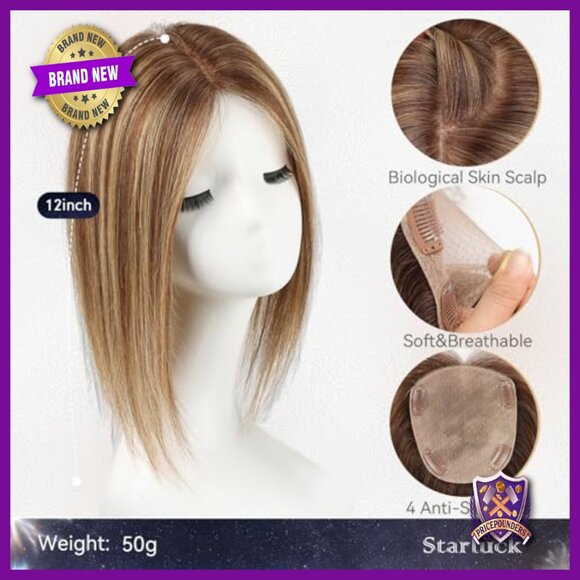 Large Coverage Human Hair Topper for Thin Hair, No Bangs, 5x5.5 Inch